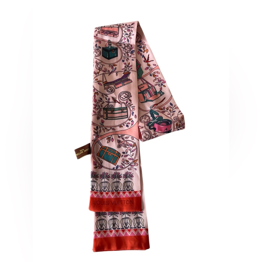 LOUIS VUITTON Bandeau Tree of Louis Silk Scarf Orange Multi Color - Picture 1 of 8